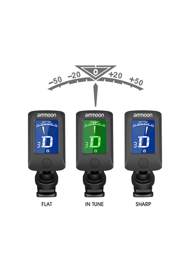 Ammoon At-07 Dijital Elektronik Clip-on Tuner Gitar Kromatik Siyah