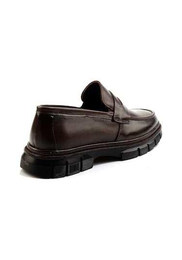 Kahve Hakiki Deri Erkek Loafer Ayakkabı E01795025641 Kahve