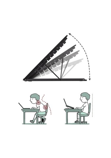 Ebitda Dizüstü Bilgisayar Standı - 34x29.5cm Alüminyum Ergonomik Yükseltici - Siyah, Katlanabilir, Isı Dağıtıcı, Güçlü Ve Stabil