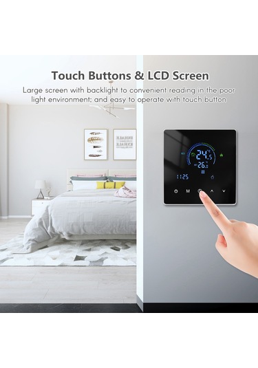 Hfambition Elektrikli Isıtıcı İçin Akıllı Termostat - Lcd Ekran, 5+2 Haftalık Programlama, 5-60 C Ayar Aralığı, 90-240v