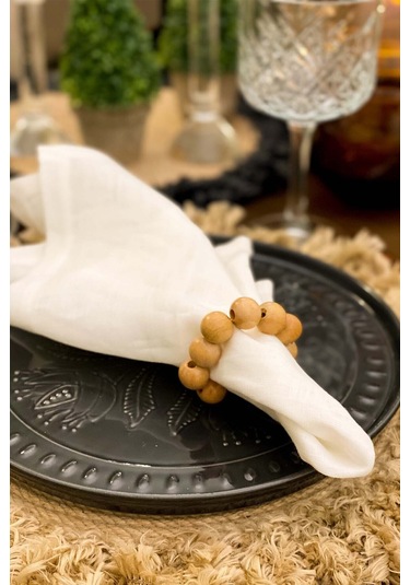 12 Adet Parlak Ahşap Boncuk Peçete Yüzüğü