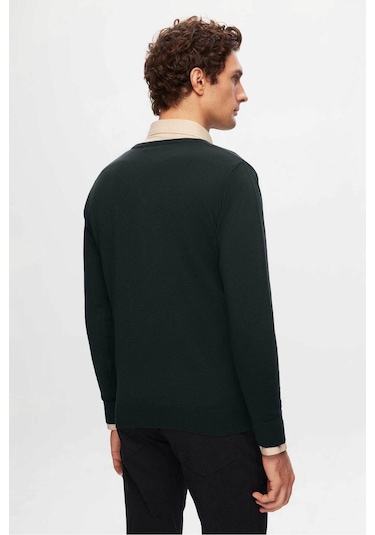 D's Damat Ds Damat Regular Fit Haki Düz V Yaka Triko Kazak 5HF06ORT12003 Haki