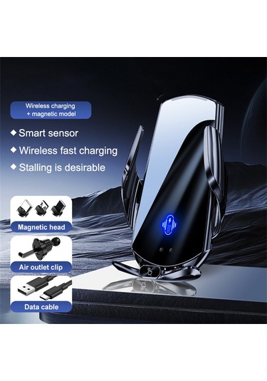Q15 Araç Hava Firar Dağı Manyetik Kablosuz Şarj Standı Telefon Tutucu Siyah