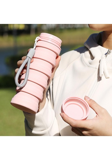 Suntek Dağcılık Kamp Seyahat Için Katlanabilir Su Şişesi Pembe