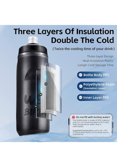 West Bıkıng Yp0721047 Yalıtımlı Pp+Silikon Sıkılabilir Su Şişesi Bisiklet Içme Bardağı Bpa Içermez Fda Sertifikalı Değil - Mavi