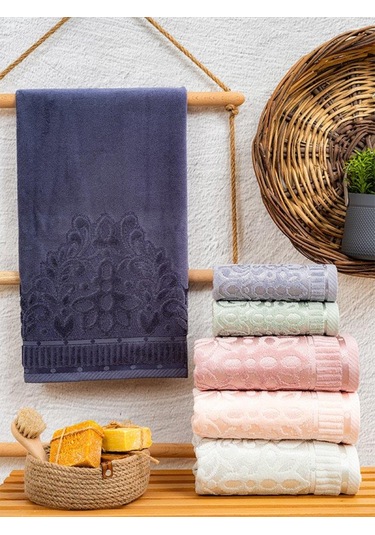 6 Lı Royam Hazangülü Mira %100 Pamuklu Kutulu El Yüz Havlusu Seti 50 X 90 Çok Renkli