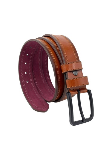 Taba Suni Deri Çift Dikişli Model 4 cm.lik Spor Kemer - 9023-111-
