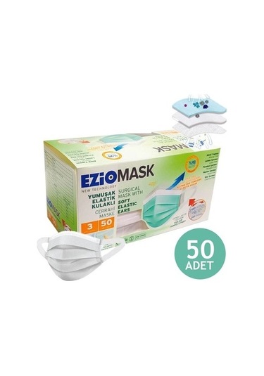 Ezio Meltblown Elastik Kulaklı Kalın Lastik Telli 3 Katlı 50 Adet