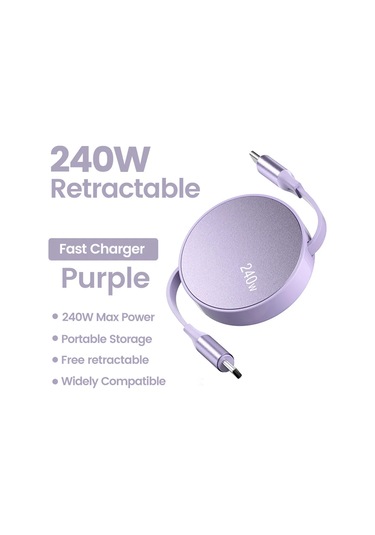 Crouch100/240w Pd Usb-c Geri Çekilebilir Hızlı Şarj Kablosu Iphone Uyumlu 15 Huawei Xiaomi Samsung Macbook Chınagökyüzü Mavi1m