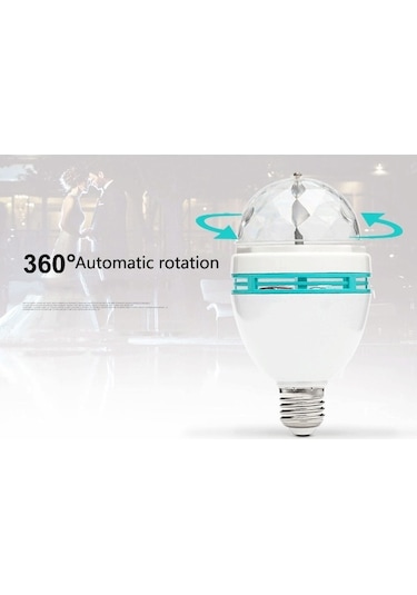 Hareketli 360 Derece Dönen Led Disko Ampul Çok Renkli