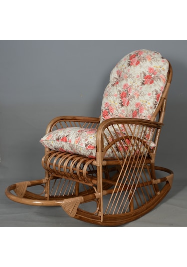 Sallanan Koltuk Sandalye Minderi Akdağ Bambu Kırmızı Çiçekli