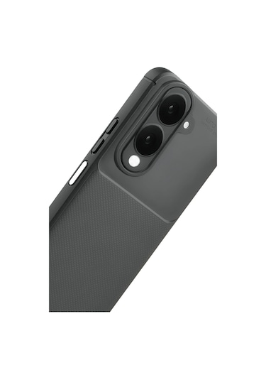 Vivo Y29s Uyumlu Kılıf Karbon Tasarım Kamera Korumalı Silikon Telefon Kılıfı Kapak Gri