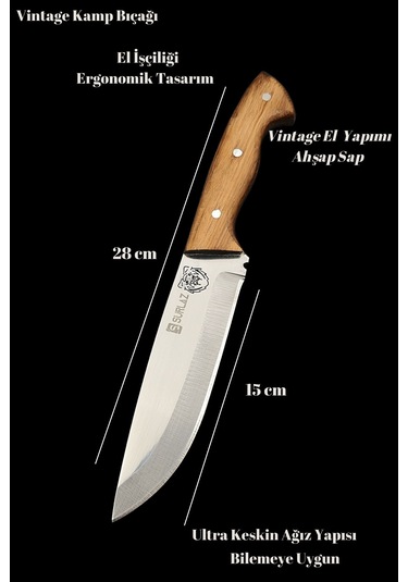 Sürlaz Outdoor Bıçak Aslan El Yapımı Kılıf Hediye Şef Bıçak Kahverengi