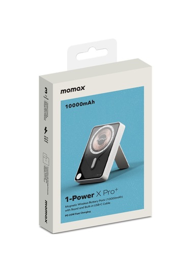 Momax IP132HKW Power X Pro+Magnetic Wireless 10000 mAh Standlı + USB-C Kablo Powerbank Beyaz