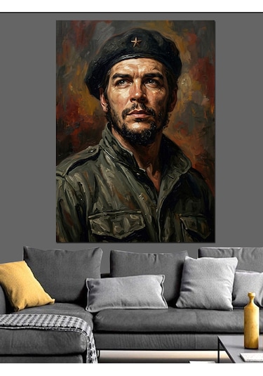 Devrimci Lider Che Guevara Portresi Dekoratif Kanvas - Mdf Ahşap Tablo