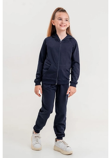 Ahengim AK0785 Basic Fermuarlı Kız - Erkek Çocuk Okul Eşofman Takımı - Lacivert
