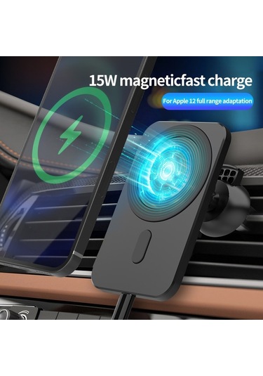 Sones N16 10w Araba Hava Çıkışı + Vantuz Magsafe Manyetik Telefon Evrensel Kablosuz Şarj Cihazı Mobil Tutucu Turuncu