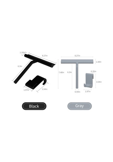 Hombey Ev & Banyo Silikon Silecek - Cam, Pencere, Duvar Temizliği - Paslanmaz, Sürtünmezdir - Siyah + Asma Kanca Siyah