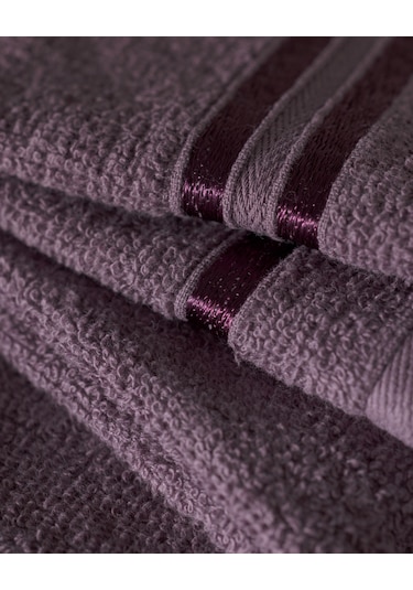 Madame Coco Maynor Bordürü Floşlu 2'li %100 Pamuk El Havlusu - Mürdüm 8684427114407 MÜRDÜM