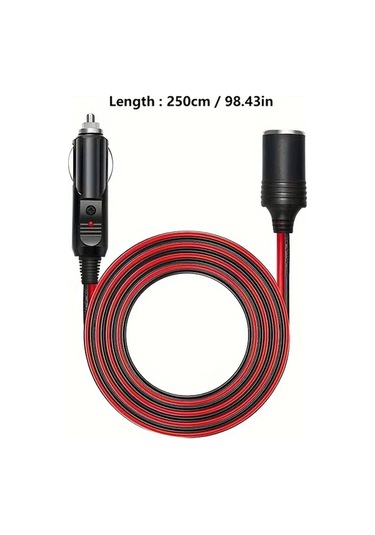 Honeybeeshop 8ft 2 5 Metre Erkekten Dişi Araba Fiş Uzatma Kablosu 16awg 12v 24v Led Işık Araba Lastik Pompası Hava Kompresörü İçin
