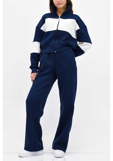 Garnili Eşofman Takımı Lacivert-beyaz Lacivert