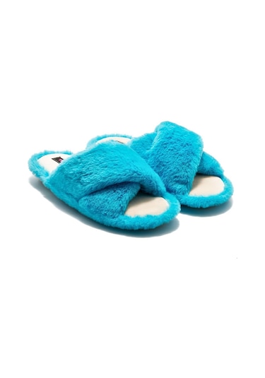 Twigy Çapraz Peluş Kadın Ev Terliği Mavi 36/41 CC0185 Mavi