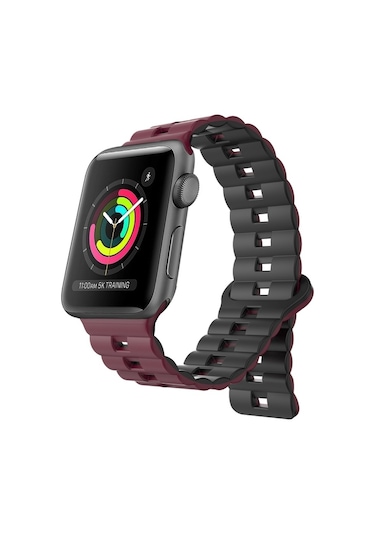 iOS Uyumlu Watch Serisi 2 42mmreverse Teple İçin İki Renkli Manyetik Silikon Saat Bandı