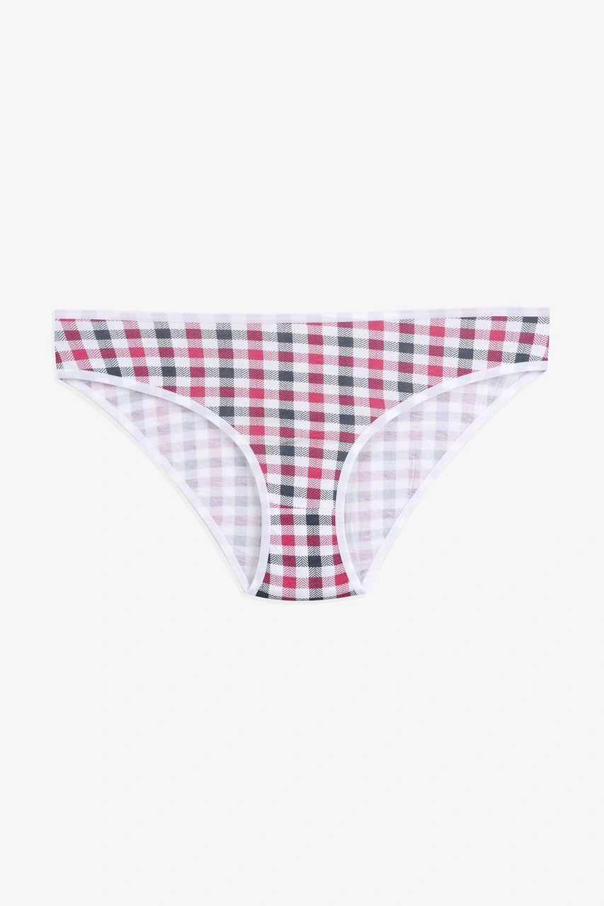 Kadın 3'lü Pamuklu Basic Külot 11040 Kırmızı - Gri - Lacivert