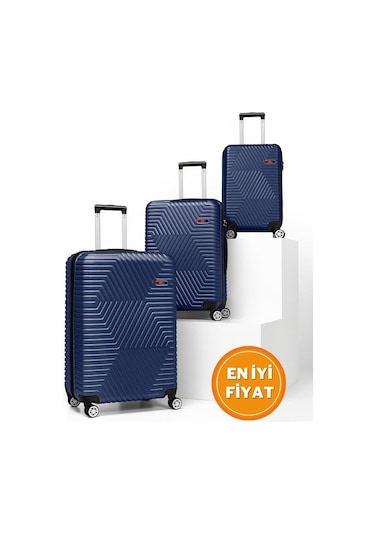 G&d Polo Suitcase Abs 3'lü Lacivert Lüx Valiz Seyahat Seti 600.04-set Lacivert