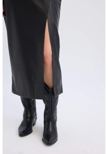 DeFacto Kalem Yüksek Bel Yırtmaçlı Suni Deri Midi Siyah Etek D3015AX24WNBK27 Siyah DeFacto Kalem Yüksek Bel Yırtmaçlı Suni Deri Midi Siyah Etek D3015AX24WNBK27 Siyah