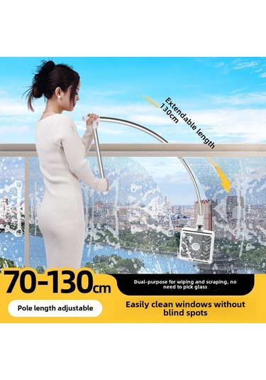 Kosona Ev İçin Yüksek Kat Pencere Temizleyici - Çift Taraflı Silecekli, Yüksek Kat Pencereler İçin Pratik Cam Temizleme Aleti Gri Beyaz Diğer