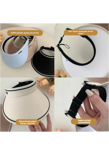 Snapbuy Uv Korumalı Yazlık Kadın Vizör Şapka, Katlanır, Şık Ve Kullanışlı Naturel