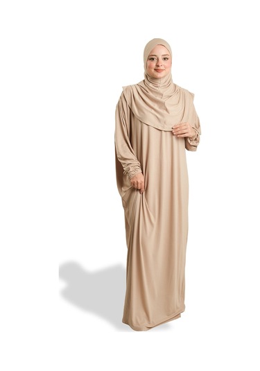 Tek Parça Namaz Elbisesi Viskon Düz 2503 12 Bej