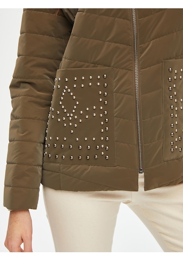 Trok Cepli Kadife Görünümlü Kapüşonlu Kapitone Mont 69435 U6943554 Haki