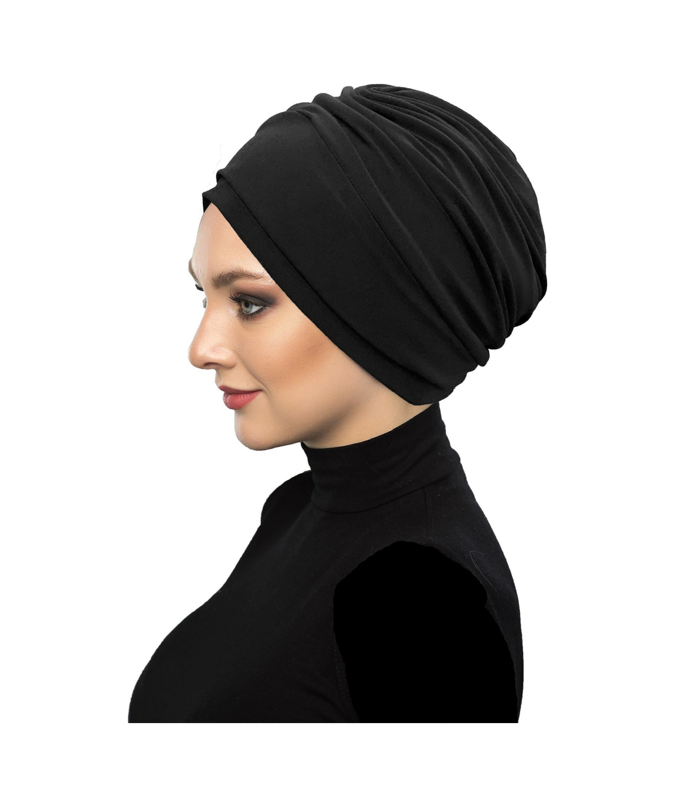 Çift Katlı Astarlı Siyah Hazır Türban Tesettür Dış Ve Havuz Bonesi Siyah
