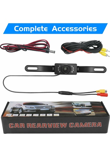 Folinda Araba Geri Görüş Kamerası, 7 Led Işıklı Ir Gece Görüşü, 170 Geniş Açı, Su Geçirmez, Plaka Çerçevesi Tipi