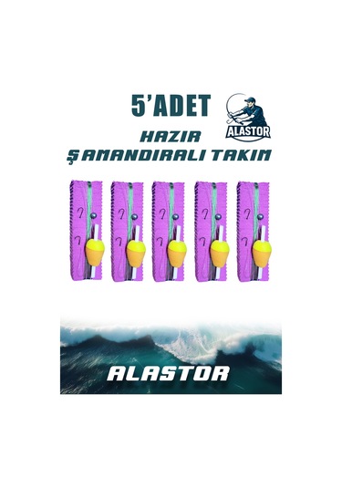 5'li Hazır Set Şamandıralı Olta Ucu Takımı - 3 İğneli Mantarlı Hazır Takım - Şıpşıp