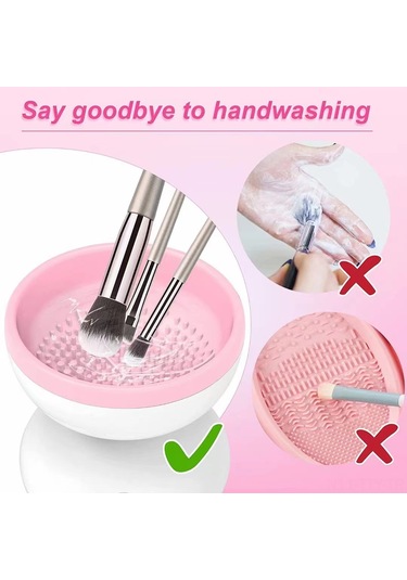 Dianziye Makeup Fırçası Otomatik Temizleyici - Usb Şarjlı Elektrikli Fırça Temizleme Aleti - Pembe Renkli Pratik Kişisel Bakım Aracı