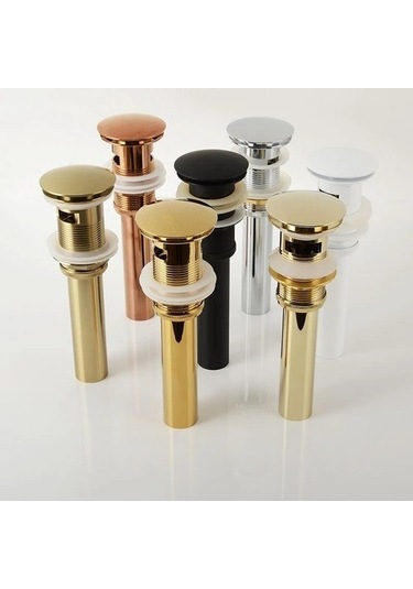 Joyhub Mingjin Shop2 Deliksiz Beyaz Stil Pirinç Drenaj Siyahbeyazkrom Kaplamaaltıngül Altınorb Banyo Havzası Aşağı Açılan Pop-up Drenaj Taşma Deliği Olmadan Tasarım Xddj51 Renkli Çok Renkli