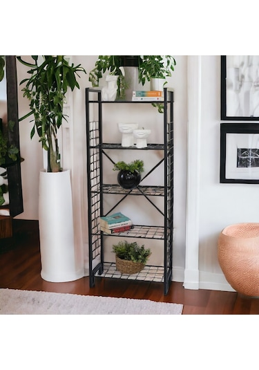 Metal Kitaplık Mutfak Rafı Malzeme Dolabı 5 Raflı Düzenleyici