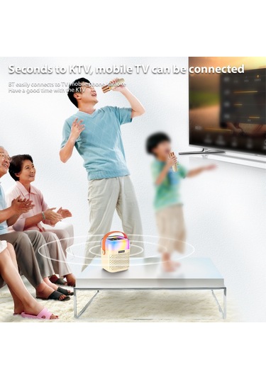 Mufunye Kablosuz Mikrofonlu Karaoke Makinesi Bt Mikrofon Ve Hoparlör Rgb Işık Efektli Ktv Seti 3d Surround S G