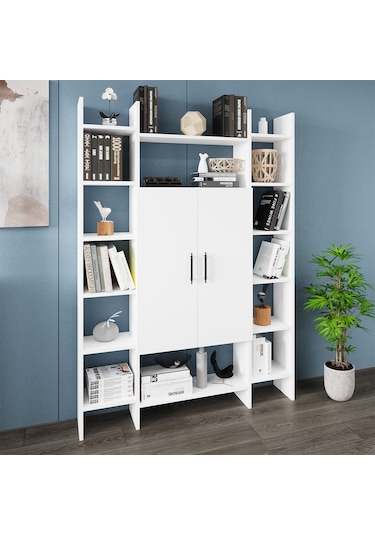 Kalender Dekor İsmar-130 Raflı Kapaklı Kitaplık İsm01