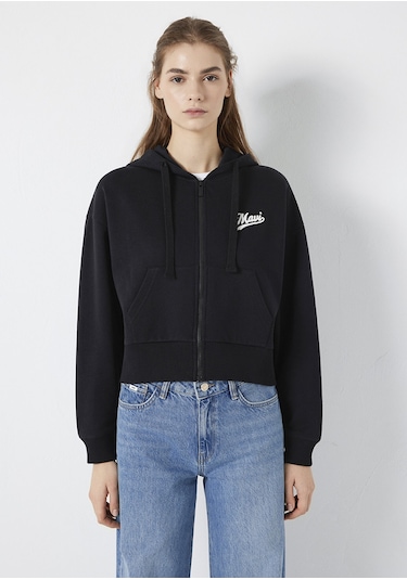 Mavi - Mavi Logo Baskılı Kapüşonlu Siyah Sweatshirt 1s10486-900 Siyah