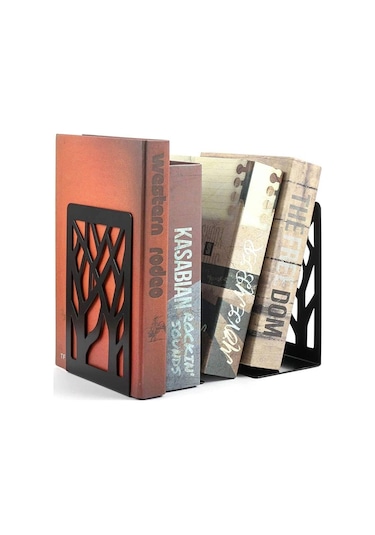 Ağaç Desenli Metal Kitap Desteği - Kitap Tutucu - Ev ve Ofis Deko