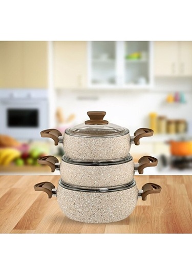 Amboss Tencere Seti 3 Lü Krem Prm-041 Krem