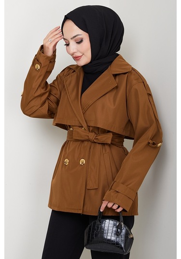 Nehar Rüzgarlıklı Astarlı Trenç 1621 - Kahve Kahverengi