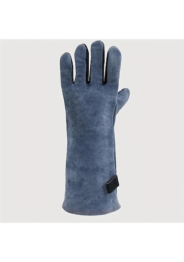 Willowhaven Siyah Gri Dayanıklı Deri Bbq Eldiveni Isıya Dayanıklı Isırmaya Karşı