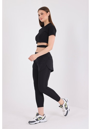 Scorp Comet Kadın Uzun Taytlı Spor Şort Siyah STANDART