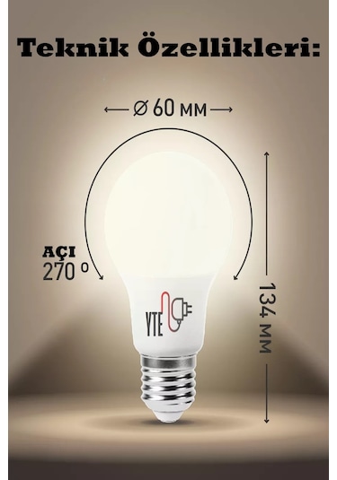 3200 K E 27 Sarı Led Ampul 9 W Yüksek Kalite Göz Yormayan Ampul