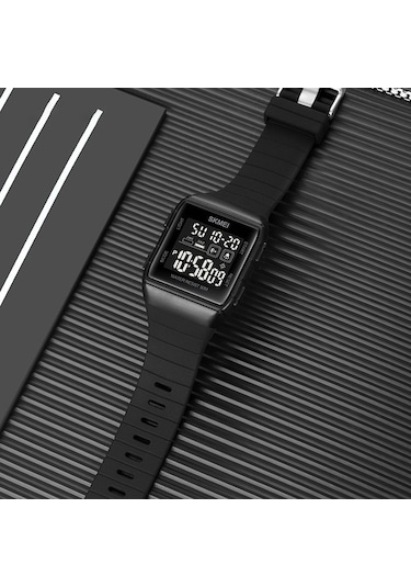 Yingfu 1960 Paslanmaz Çelik Siyah Altın Erkek Kol Saati - Silikon Kayış Beyaz